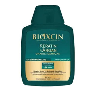 شامپو ضد ریزش مو بیوکسین اصل مدل کراتین و آرگان مناسب ترمیم کننده 300 میل مدل BIOXCIN KERATIN ARGAN