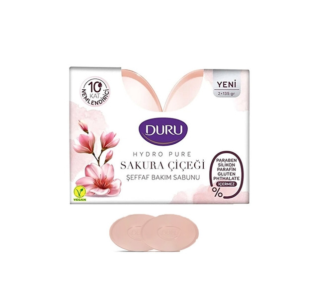 صابون آبرسان دورو DURU مدل شکوفه گیلاس بسته 2 عددی 270 گرم