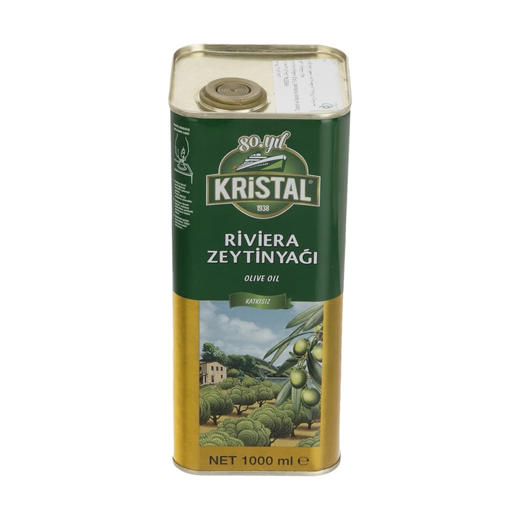 روغن زیتون فرابکر کریستال KRISTAL اصل ترکیه مناسب سالاد، پخت و پز و سرخ کردن حجم 1 لیتر