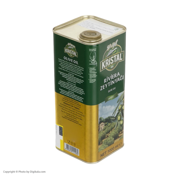 روغن زیتون فرابکر کریستال KRISTAL اصل ترکیه مناسب سالاد، پخت و پز و سرخ کردن حجم 1 لیتر