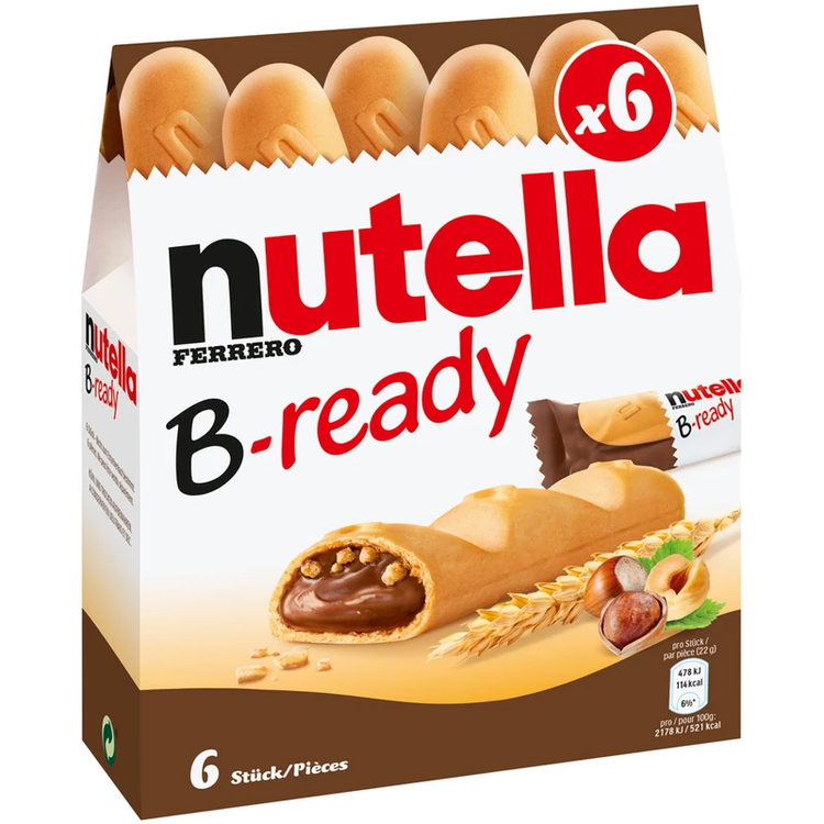 بیسکویت شکلات بی ردی نوتلا nutella B-ready اصلی بسته 6 عددی