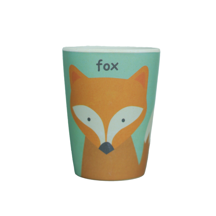 ست ۵ تکه ظرف غذای کودک و نوزاد بامبو اصل (کاملا گیاهی) مدل فایبر طرح روباه fox