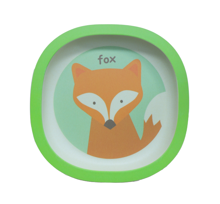 ست ۵ تکه ظرف غذای کودک و نوزاد بامبو اصل (کاملا گیاهی) مدل فایبر طرح روباه fox