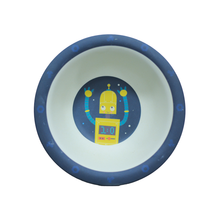 ست ۵ تکه ظرف غذای کودک و نوزاد بامبو اصل (کاملا گیاهی) مدل فایبر طرح ربات ها